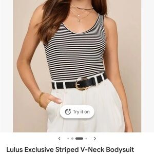 NWT Lulu's Monochrome Striped Bodysuit